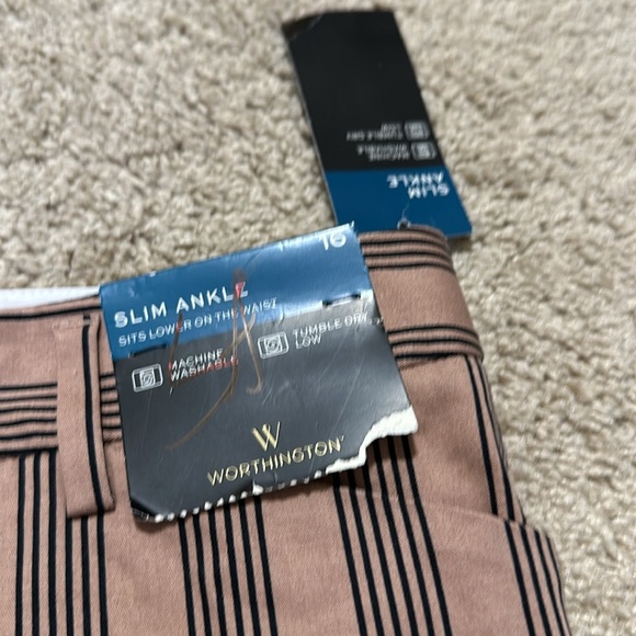 Worthington Iva Stripe Slim Ankle Pants Women Sits Lower On Waist Size 16 - Picture 3 of 7